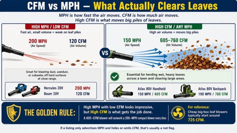 CFM vs MPH — what actually clears leaves