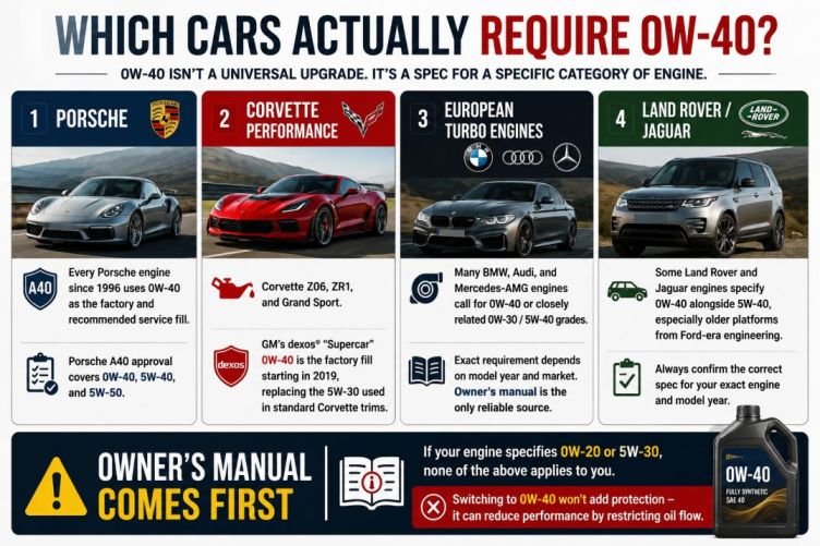 Which cars actually require 0W-40
