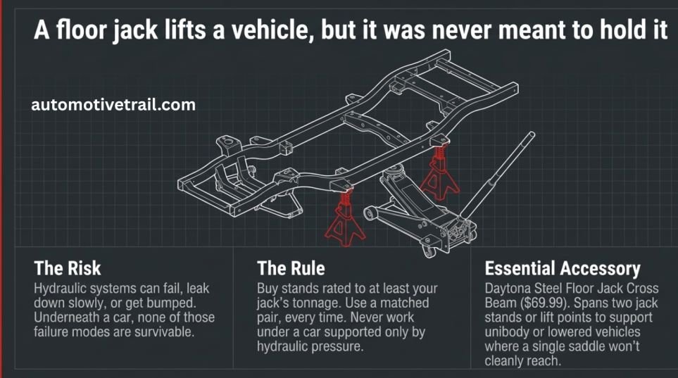 Jack stands and cross beams: the gear you buy alongside it