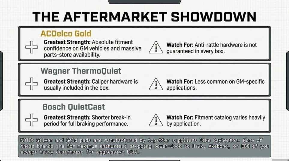 ACDelco Gold vs Bosch QuietCast vs Wagner ThermoQuiet