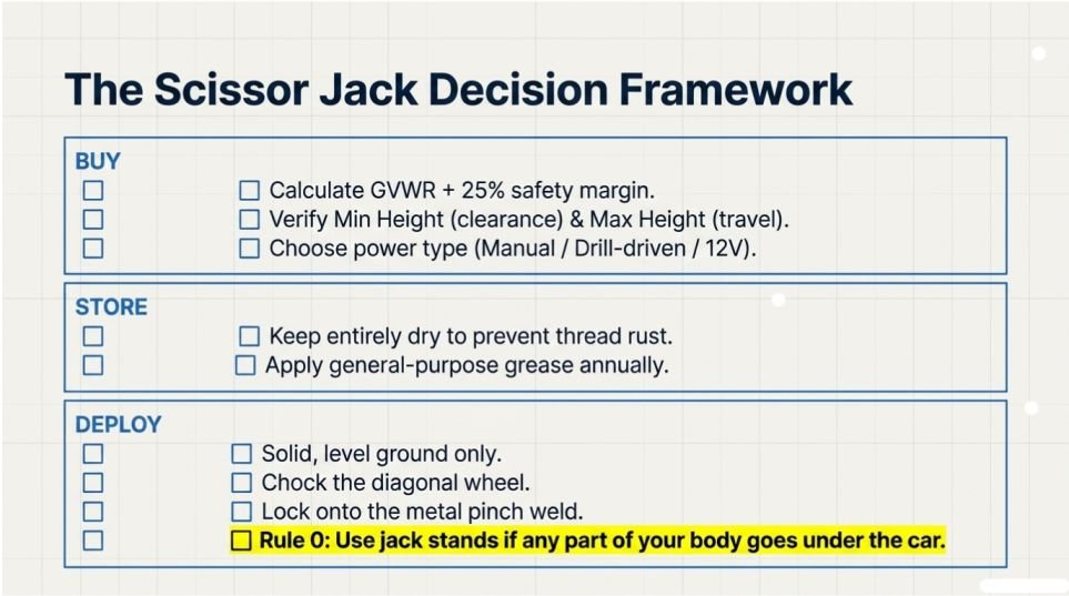 Scissor jack buying and safety checklist