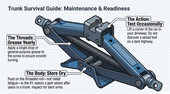 Keeping a scissor jack ready