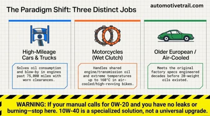 Which vehicles actually call for 10W-40
