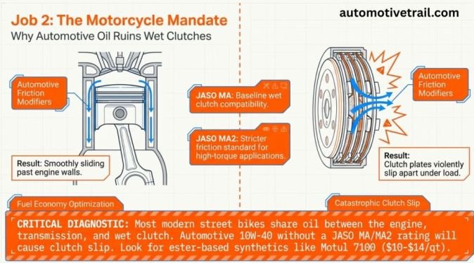 Motorcycle 10W-40: JASO MA2 and wet clutch compatibility