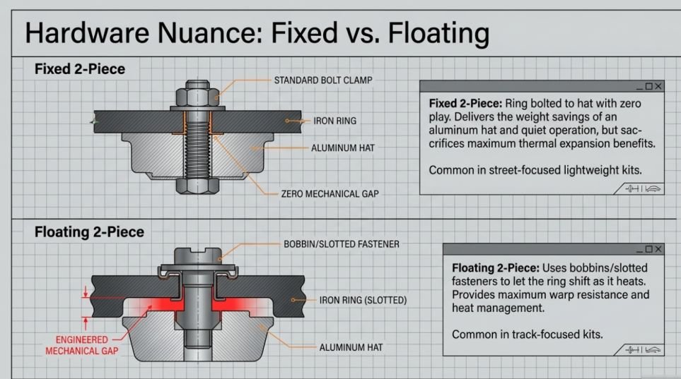 Fixed vs floating 2-piece rotors