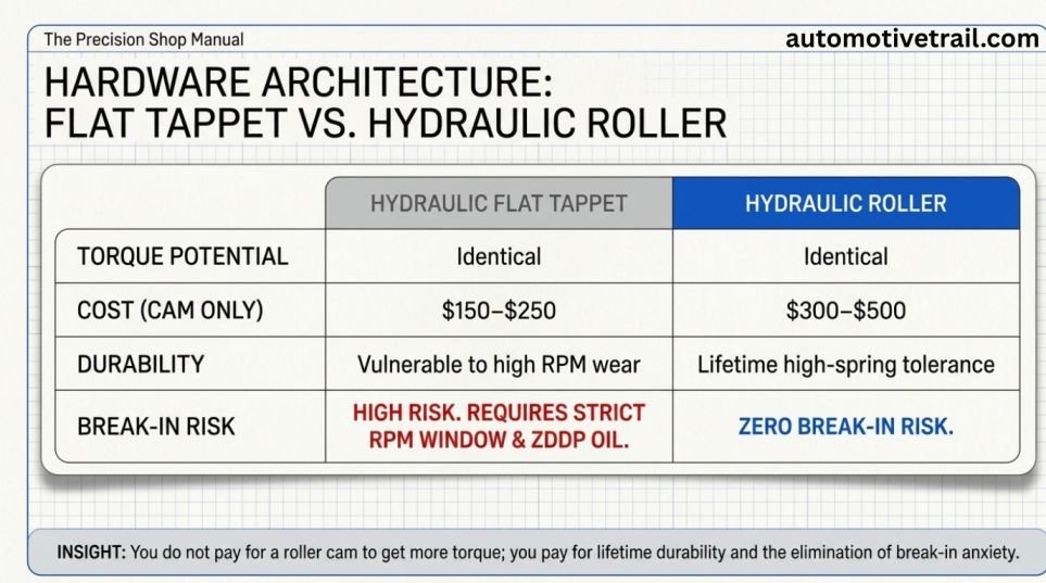 Flat tappet vs hydraulic roller: which supports torque goals