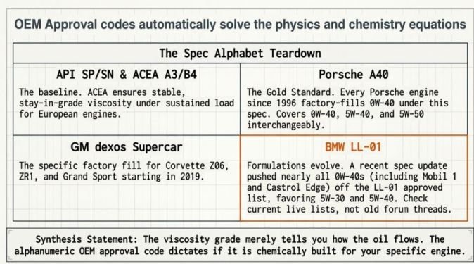 The spec alphabet: API, ACEA, and OEM approvals decoded