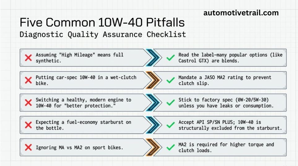 Common mistakes with 10W-40