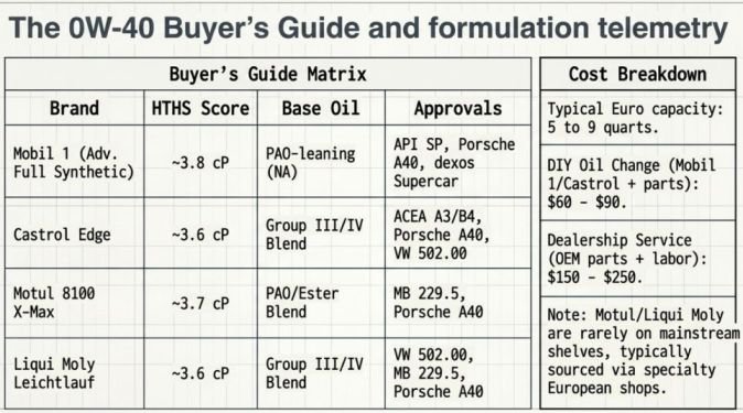 Cost breakdown: what 0W-40 actually costs