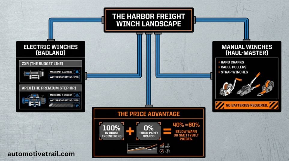 Harbor Freight winches: what's actually on the shelf right now