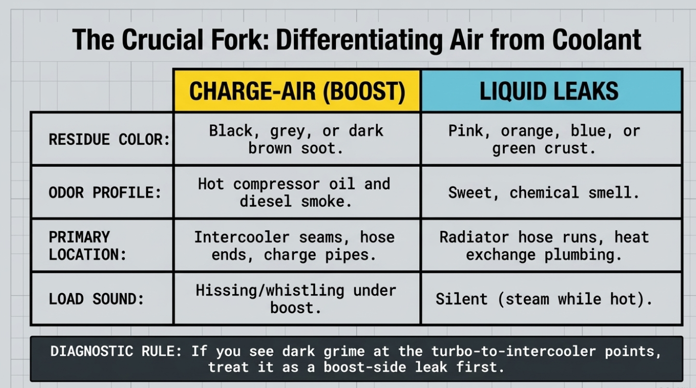 Air/boost Leak Vs Coolant Leak Cues