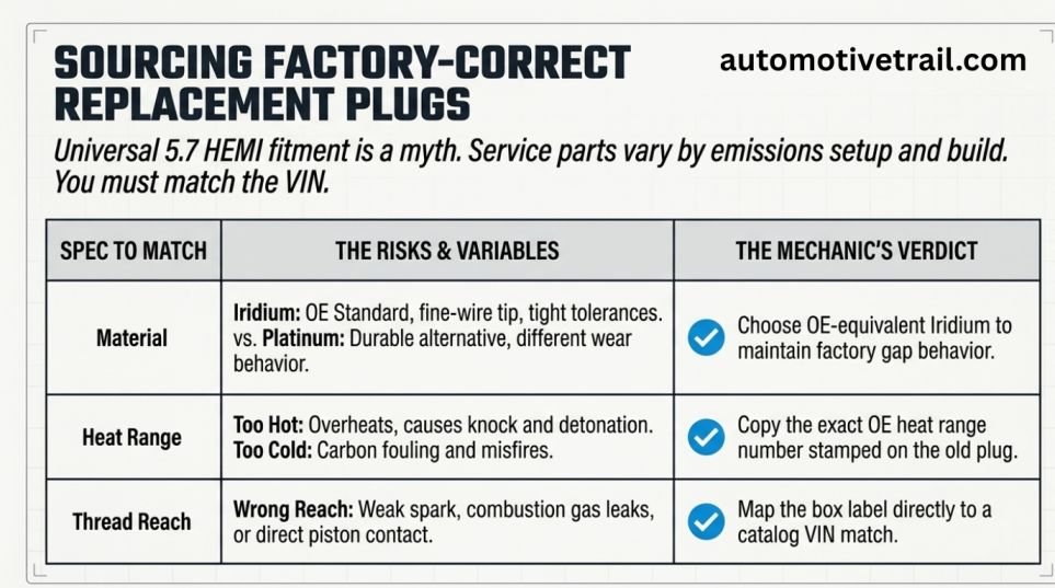 Correct 5.7 Hemi Spark Plug Specs