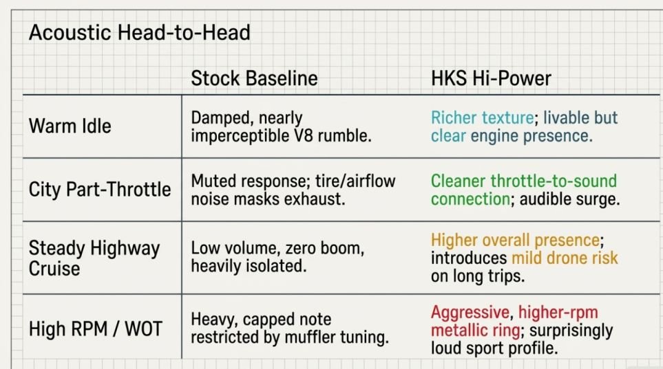 LS430 HKS Hi-Power Exhaust Sound: Stock Comparison And Buying Guidance