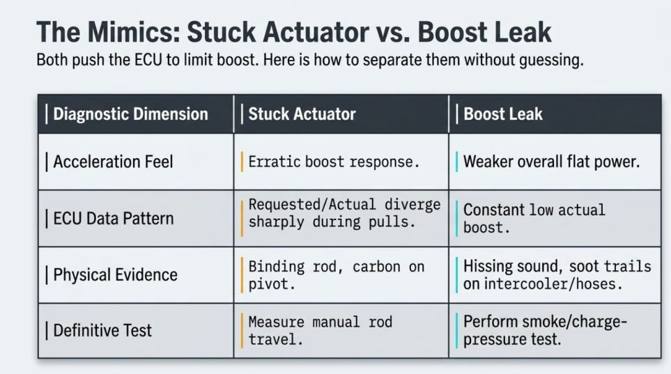 Stuck Actuator Vs Boost Leak