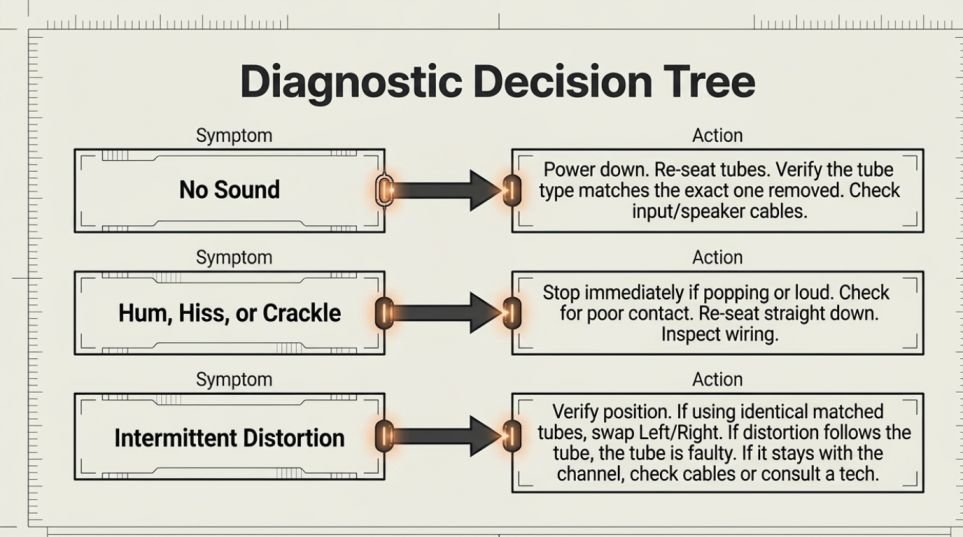 Distortion, Channel Imbalance, Or Intermittent Output