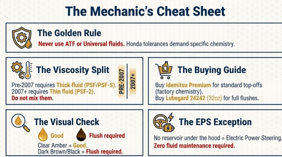 Honda power steering fluid equivalent: summary and decision framework